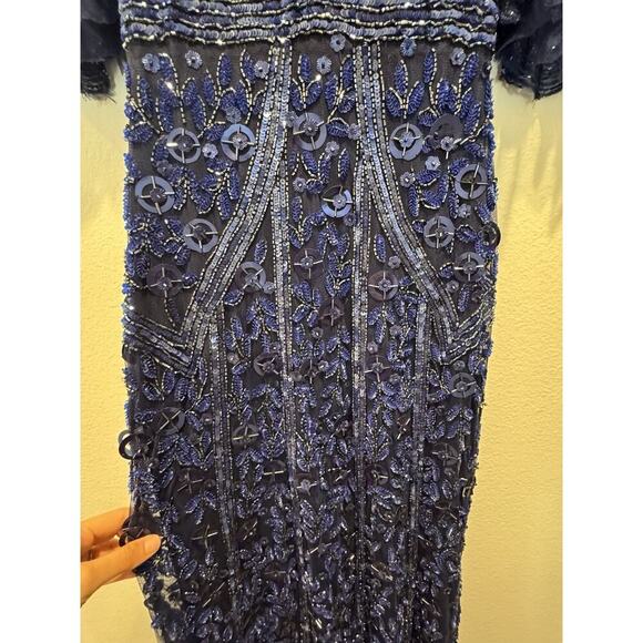 Mac Duggal Blue Gown Womens 10 Style# 4611D Embellished Beaded Dress Sequin READ - Picture 3 of 16